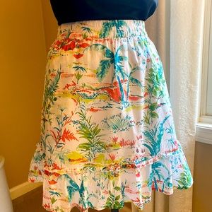 Sigrid Olsen print cotton ruffle skirt. Size Medium